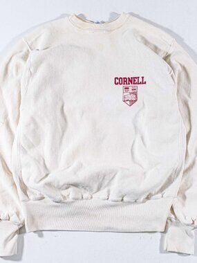 VTG 90s Cornell University Sweatshirt MVP Weave Style Made in USA Large Distress